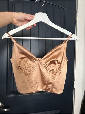 Willow Copper Satin Bustier Crop Top